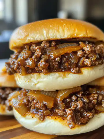 French Onion Beef Sloppy Joes Recipe taken with iphone 15 pro max --iw 2 --ar 4:5 --v 6.1 --raw