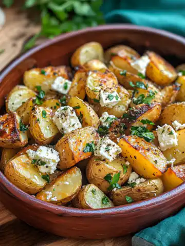 Greek Feta Roast Potatoes Recipe taken with iphone 15 pro max --iw 2 --ar 4:5 --v 6.1 --raw