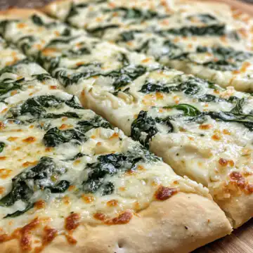 Greek Roasted Garlic Spinach White Pizza Recipe taken with iphone 15 pro max --iw 2 --ar 4:5 --v 6.1 --raw
