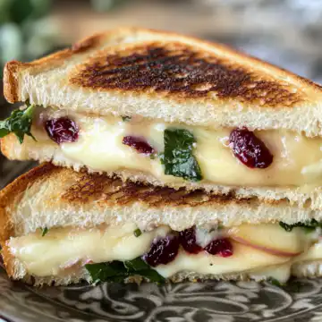 Grilled Cheese with Brie, Apple & Cranberry Recipe taken with iphone 15 pro max --iw 2 --ar 4:5 --v 6.1 --raw