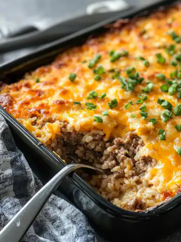 Ground Beef and Rice Casserole Recipe taken with iphone 15 pro max --iw 2 --ar 4:5 --v 6.1 --raw