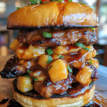 Hawaiian Huli Huli Chicken Stack Recipe taken with iphone 15 pro max --iw 2 --ar 4:5 --v 6.1 --raw