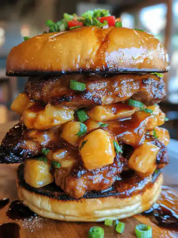 Hawaiian Huli Huli Chicken Stack Recipe taken with iphone 15 pro max --iw 2 --ar 4:5 --v 6.1 --raw