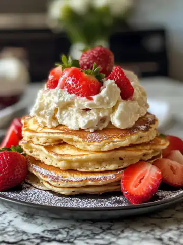 Heavenly Strawberry Cheesecake Pancakes Recipe taken with iphone 15 pro max --iw 2 --ar 4:5 --v 6.1 --raw