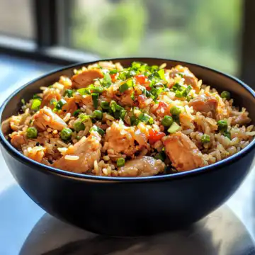 High Protein Crispy Garlic Chicken Fried Rice Recipe taken with iphone 15 pro max --iw 2 --ar 4:5 --v 6.1 --raw