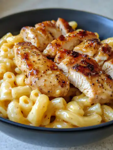 Honey Pepper Chicken with Mac & Cheese Recipe taken with iphone 15 pro max --iw 2 --ar 4:5 --v 6.1 --raw