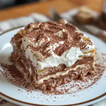 Hot Chocolate Lasagna Recipe taken with iphone 15 pro max --iw 2 --ar 4:5 --v 6.1 --raw
