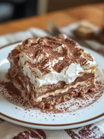 Hot Chocolate Lasagna Recipe taken with iphone 15 pro max --iw 2 --ar 4:5 --v 6.1 --raw