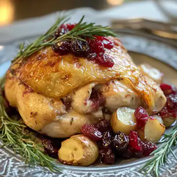 Impressive Cranberry Brie Stuffed Chicken Recipe taken with iphone 15 pro max --iw 2 --ar 4:5 --v 6.1 --raw