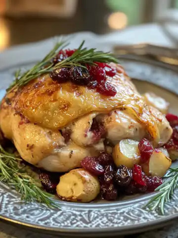 Impressive Cranberry Brie Stuffed Chicken Recipe taken with iphone 15 pro max --iw 2 --ar 4:5 --v 6.1 --raw