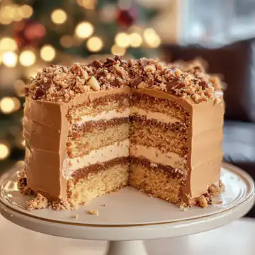 Indulge in Christmas Toffee Crunch Cake Recipe taken with iphone 15 pro max --iw 2 --ar 4:5 --v 6.1 --raw