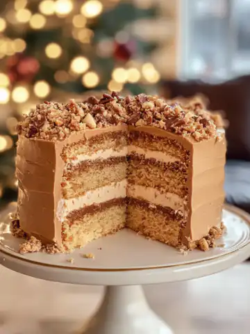 Indulge in Christmas Toffee Crunch Cake Recipe taken with iphone 15 pro max --iw 2 --ar 4:5 --v 6.1 --raw
