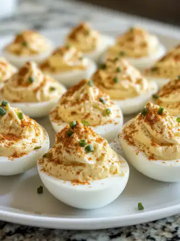 Million Dollar Deviled Eggs Recipe taken with iphone 15 pro max --iw 2 --ar 4:5 --v 6.1 --raw