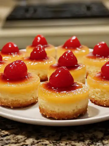 Mini Pineapple Upside-Down Cheesecakes Recipe taken with iphone 15 pro max --iw 2 --ar 4:5 --v 6.1 --raw