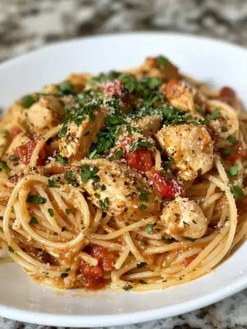 Monterey Chicken Spaghetti Recipe taken with iphone 15 pro max --iw 2 --ar 4:5 --v 6.1 --raw