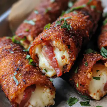Nashville Hot Turkey Bacon Wrapped Mozzarella Sticks Recipe taken with iphone 15 pro max --iw 2 --ar 4:5 --v 6.1 --raw