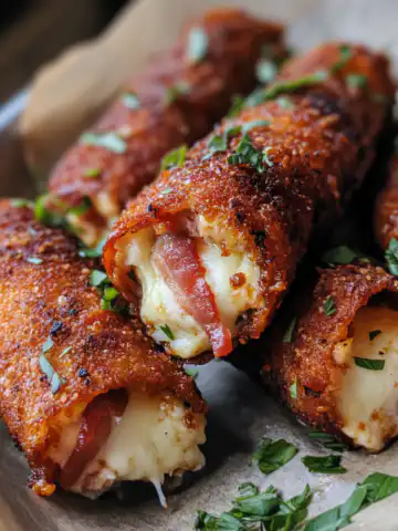 Nashville Hot Turkey Bacon Wrapped Mozzarella Sticks Recipe taken with iphone 15 pro max --iw 2 --ar 4:5 --v 6.1 --raw