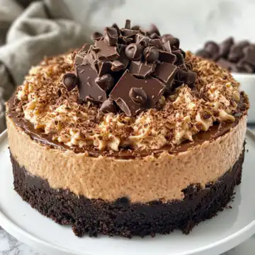 No-Bake German Chocolate Cheesecake Recipe taken with iphone 15 pro max --iw 2 --ar 4:5 --v 6.1 --raw