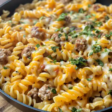 One-Pan White Cheddar Ranch Sausage Magic Pasta Recipe taken with iphone 15 pro max --iw 2 --ar 4:5 --v 6.1 --raw