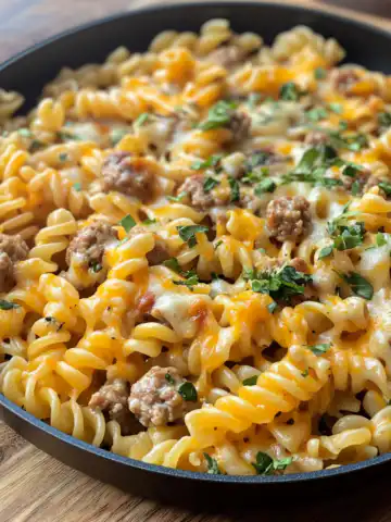 One-Pan White Cheddar Ranch Sausage Magic Pasta Recipe taken with iphone 15 pro max --iw 2 --ar 4:5 --v 6.1 --raw