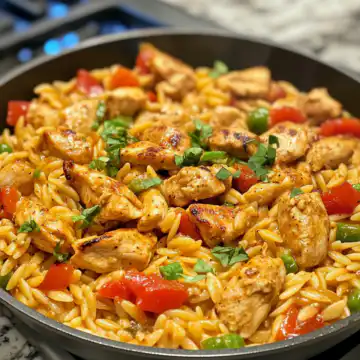 One Pot Cajun Chicken Alfredo Orzo Recipe taken with iphone 15 pro max --iw 2 --ar 4:5 --v 6.1 --raw