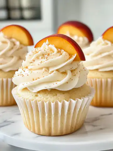 Peach Bellini Cupcakes Recipe taken with iphone 15 pro max --iw 2 --ar 4:5 --v 6.1 --raw