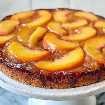 Peach Upside Down Cake Recipe taken with iphone 15 pro max --iw 2 --ar 4:5 --v 6.1 --raw