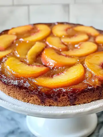 Peach Upside Down Cake Recipe taken with iphone 15 pro max --iw 2 --ar 4:5 --v 6.1 --raw