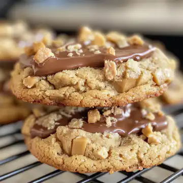 Peanut Butter Chocolate Caramel Cookies Recipe taken with iphone 15 pro max --iw 2 --ar 4:5 --v 6.1 --raw