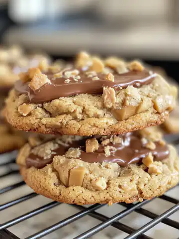 Peanut Butter Chocolate Caramel Cookies Recipe taken with iphone 15 pro max --iw 2 --ar 4:5 --v 6.1 --raw