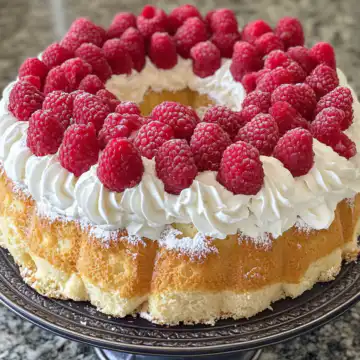 Raspberry Angel Food Cake Recipe taken with iphone 15 pro max --iw 2 --ar 4:5 --v 6.1 --raw