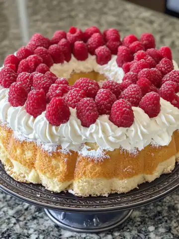 Raspberry Angel Food Cake Recipe taken with iphone 15 pro max --iw 2 --ar 4:5 --v 6.1 --raw