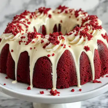 Red Velvet Cheesecake Bundt Dump Cake Recipe taken with iphone 15 pro max --iw 2 --ar 4:5 --v 6.1 --raw