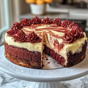 Red Velvet Cheesecake Swirl Cake Recipe taken with iphone 15 pro max --iw 2 --ar 4:5 --v 6.1 --raw