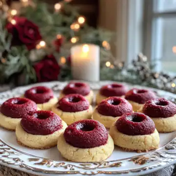 Red Velvet Cream Cheese Thumbprint Cookies Recipe taken with iphone 15 pro max --iw 2 --ar 4:5 --v 6.1 --raw