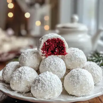 Red Velvet Snowball Cookies Recipe taken with iphone 15 pro max --iw 2 --ar 4:5 --v 6.1 --raw