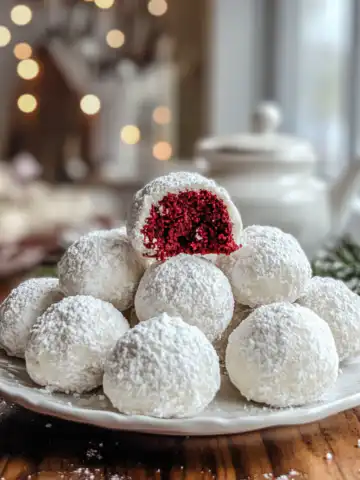 Red Velvet Snowball Cookies Recipe taken with iphone 15 pro max --iw 2 --ar 4:5 --v 6.1 --raw