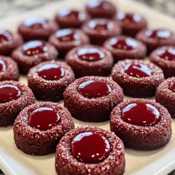 Red Velvet Thumbprint Cookies Recipe taken with iphone 15 pro max --iw 2 --ar 4:5 --v 6.1 --raw