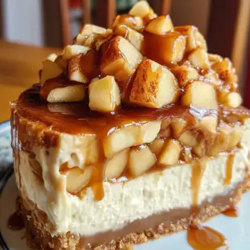Salted Caramel Apple Pie Cheesecake Recipe taken with iphone 15 pro max --iw 2 --ar 4:5 --v 6.1 --raw