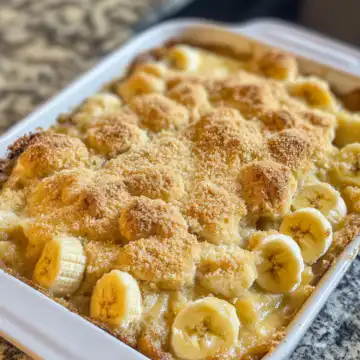 Southern Banana Cobbler Recipe taken with iphone 15 pro max --iw 2 --ar 4:5 --v 6.1 --raw
