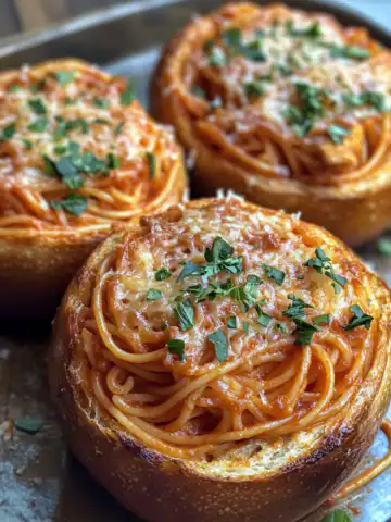Spaghetti Garlic Bread Bowls Recipe taken with iphone 15 pro max --iw 2 --ar 4:5 --v 6.1 --raw