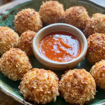 Spicy Crispy Reuben Balls with Spicy Dipping Sauce Recipe taken with iphone 15 pro max --iw 2 --ar 4:5 --v 6.1 --raw