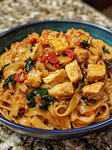 Spicy Drunken Noodles with Chicken Recipe taken with iphone 15 pro max --iw 2 --ar 4:5 --v 6.1 --raw