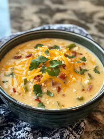 Spicy Jalapeño Popper Soup Recipe taken with iphone 15 pro max --iw 2 --ar 4:5 --v 6.1 --raw