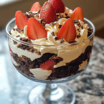 Strawberry Brownie Trifle Recipe taken with iphone 15 pro max --iw 2 --ar 4:5 --v 6.1 --raw