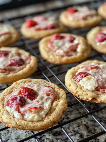 Strawberry Cheesecake Cookies Recipe taken with iphone 15 pro max --iw 2 --ar 4:5 --v 6.1 --raw