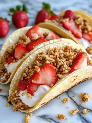 Strawberry Crunch Cheesecake Tacos Recipe taken with iphone 15 pro max --iw 2 --ar 4:5 --v 6.1 --raw