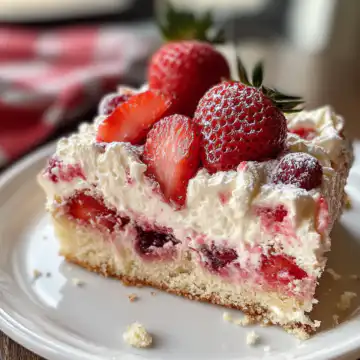Strawberry Earthquake Cake Recipe taken with iphone 15 pro max --iw 2 --ar 4:5 --v 6.1 --raw