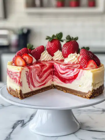 Strawberry Swirl Cheesecake Recipe taken with iphone 15 pro max --iw 2 --ar 4:5 --v 6.1 --raw