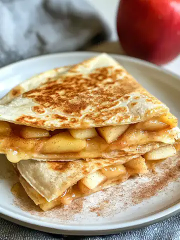 Sweet and Savory Apple Cinnamon Breakfast Quesadillas Recipe taken with iphone 15 pro max --iw 2 --ar 4:5 --v 6.1 --raw